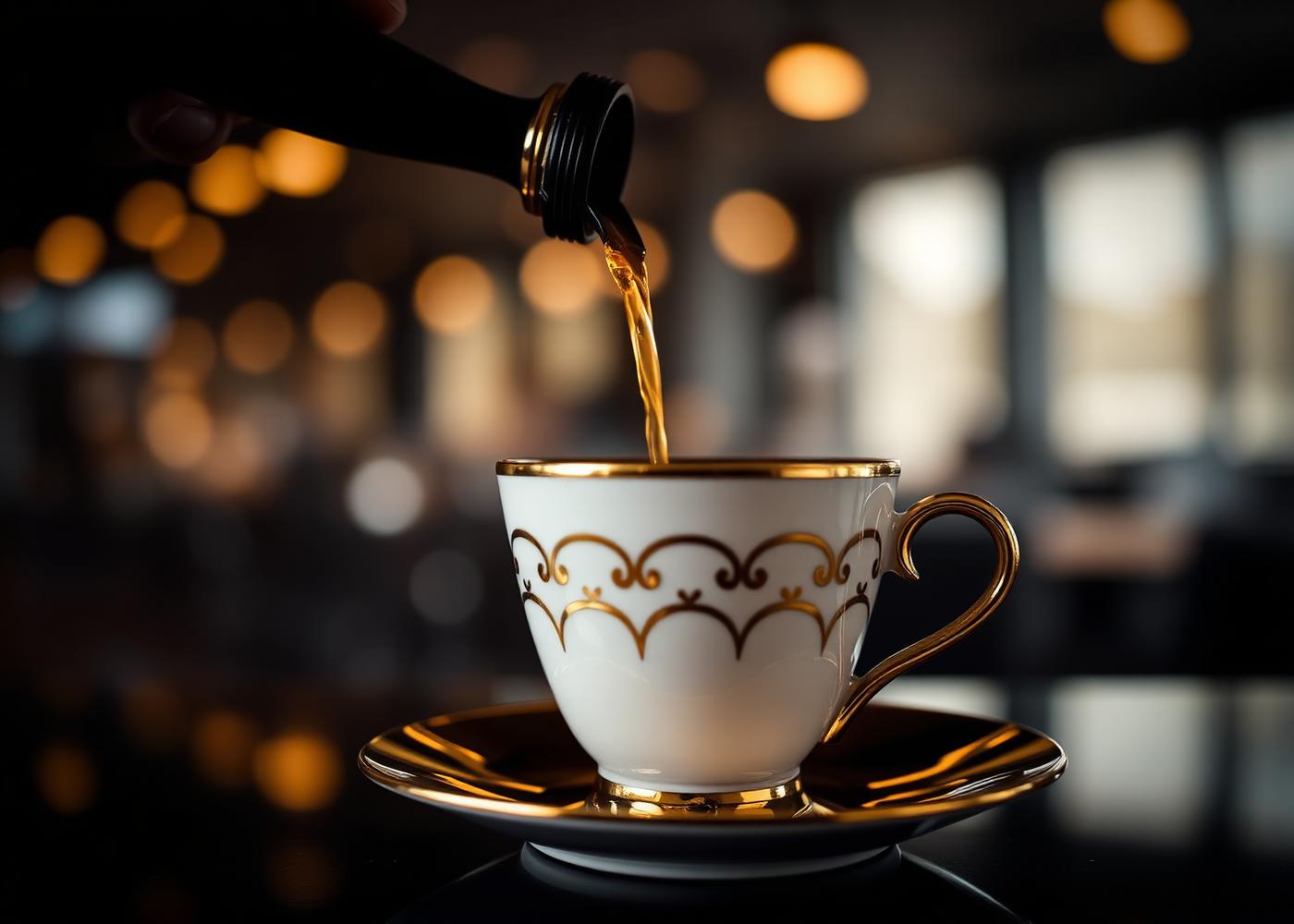 Espresso served on a marble counter