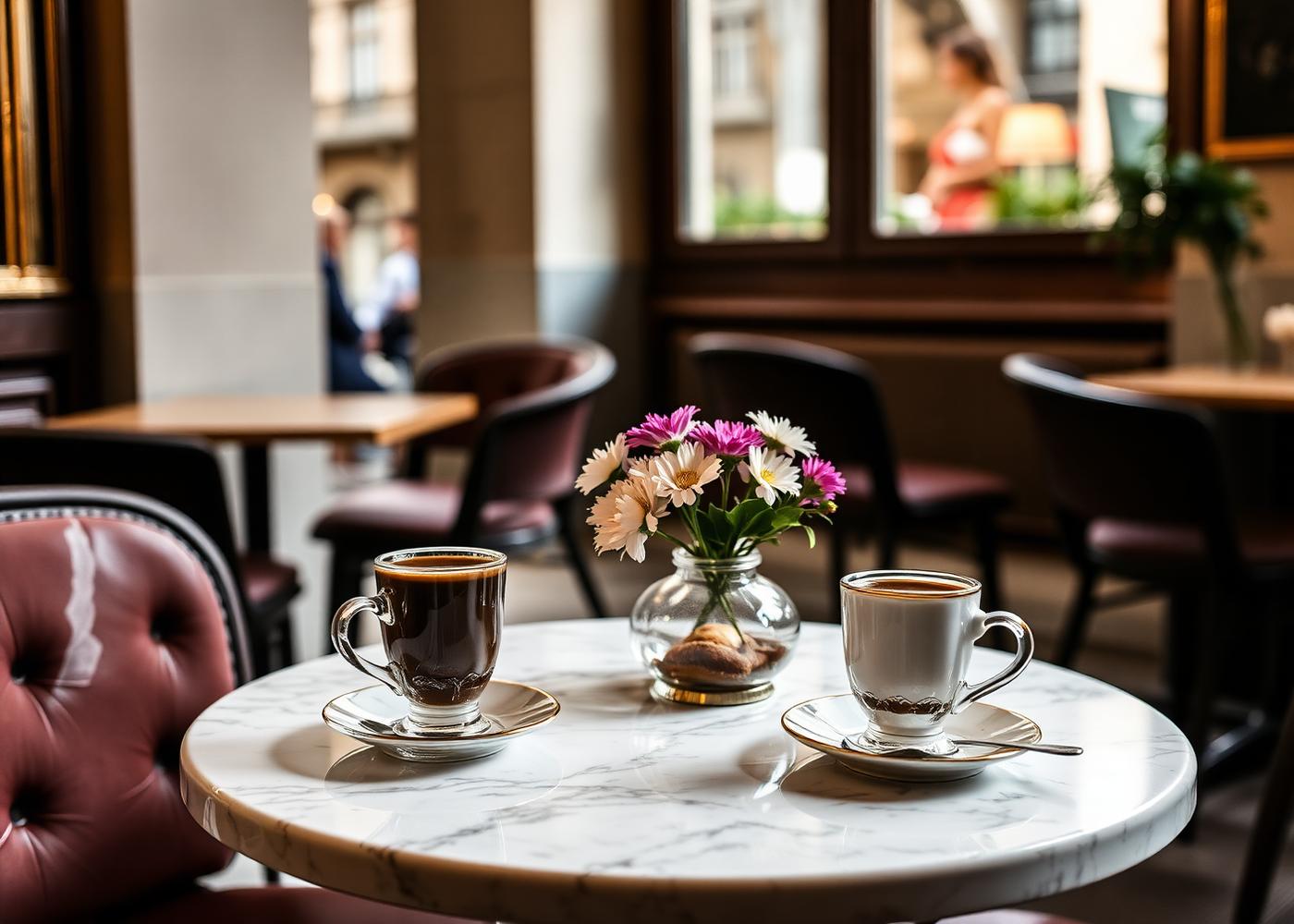 Set table inside the Cova Budapest dining room
